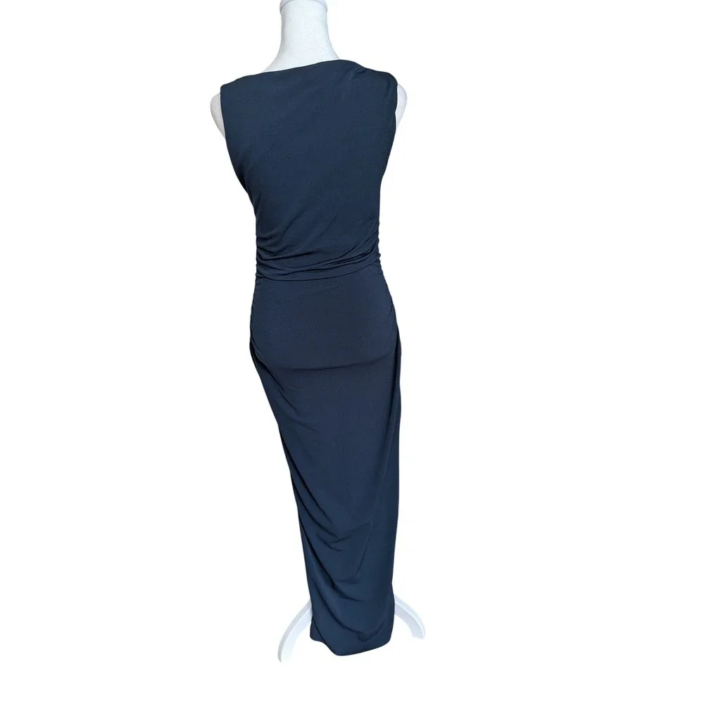 Abercrombie & Fitch‎ Ruched Sleeveless Column Maxi Dress Navy Blue Small